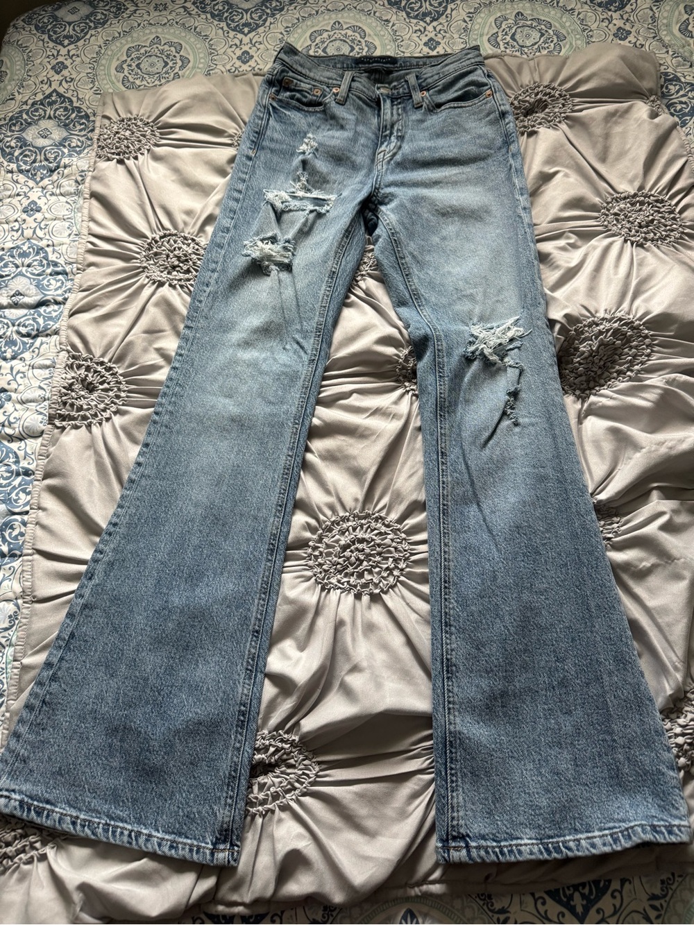 Aeropostale Light Blue Distressed Flare Jeans